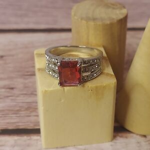 Elegant CZ and Red Ring